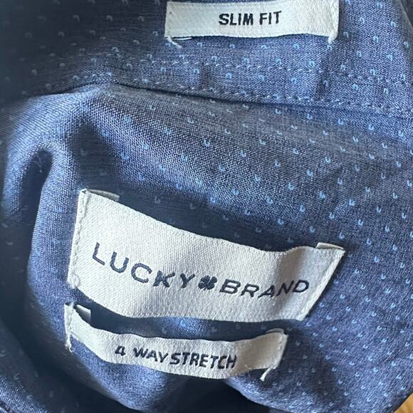 Lucky Brand Men’s Blue Slim Fit Stretch Button-Up Shirt - Picture 7 of 9